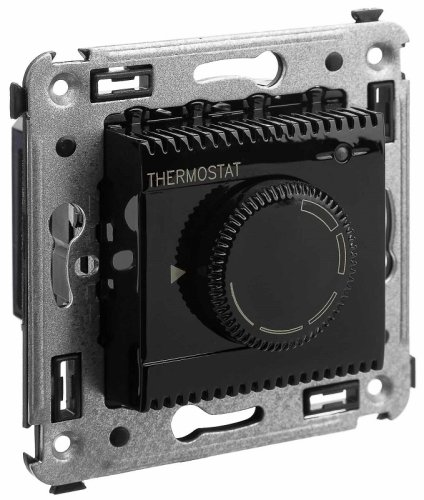 Терморегулятор механический с датчиком без рамки DKC Avanti 0С +30С черный квадрат картинка